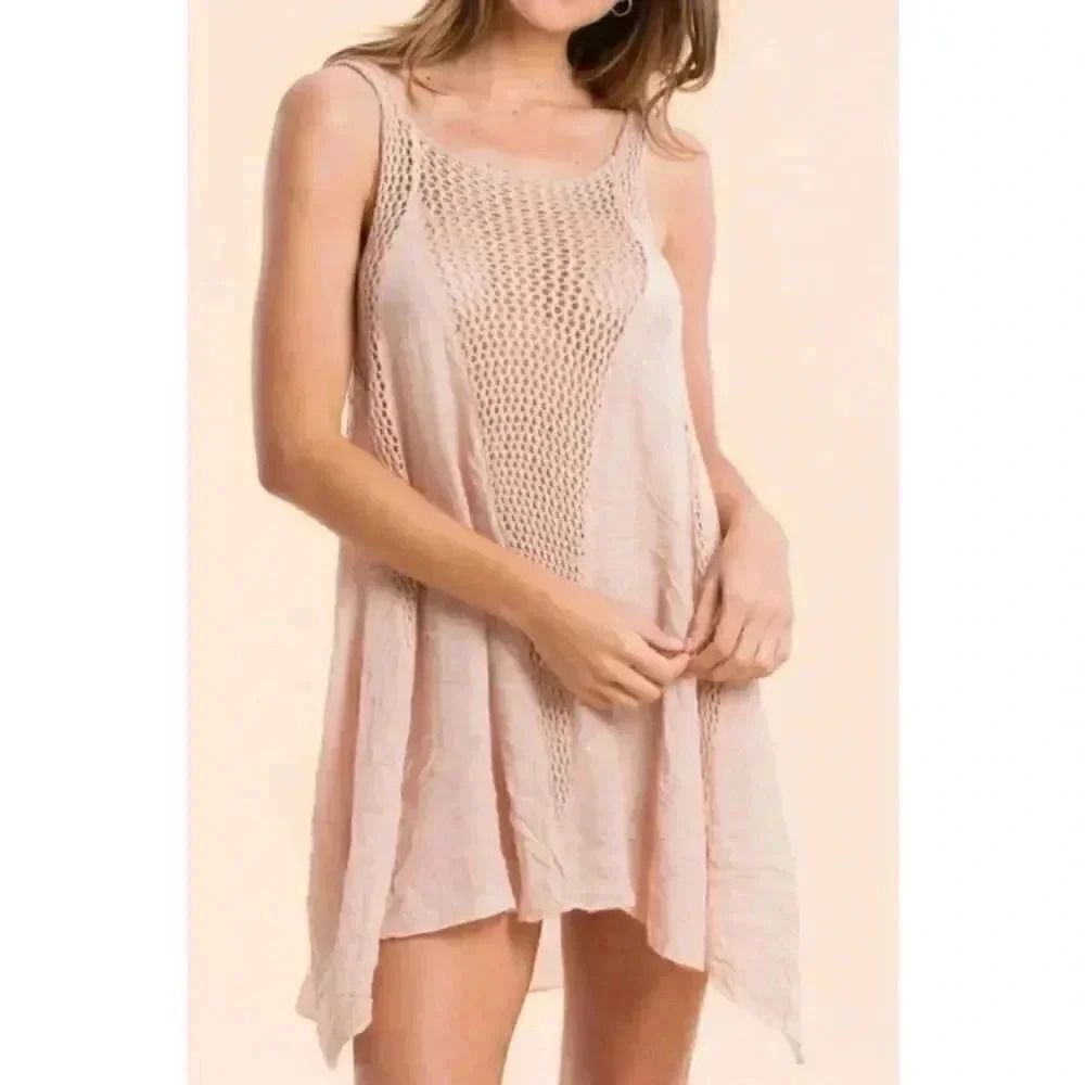 NWT ELAN SLEEVELESS WOMENS OPEN KNIT CROCHET DRESS Size Small